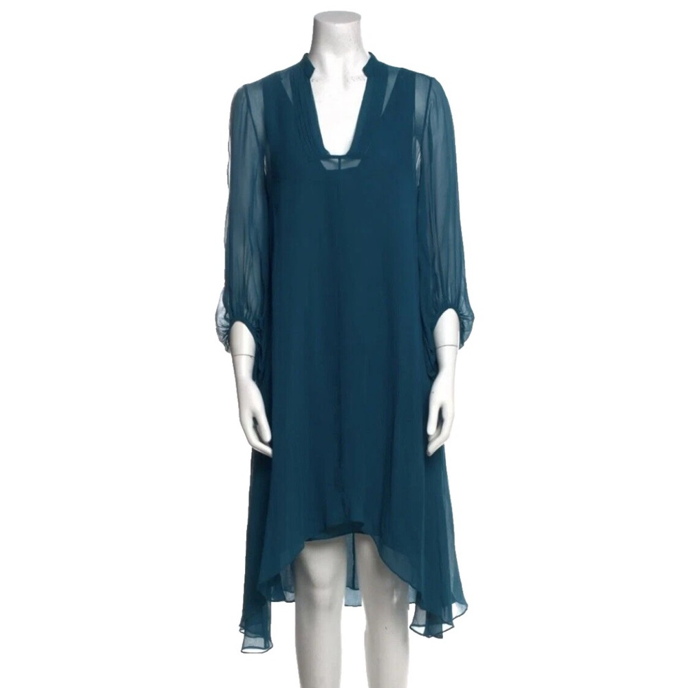 Diane von Furstenberg Dress Size 6 100% Silk Layered Midi Tent 3/4 Sleeve.